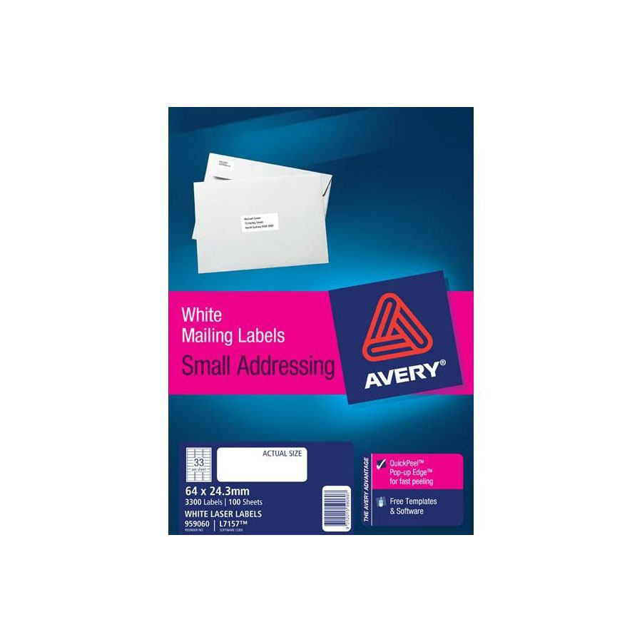 Avery Laser Labels L7157 33 / Sheet COS Complete Office Supplies