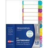 Avery Customisable Dividers A4 1-12