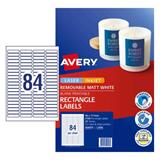 Avery Removable Labels 84 Per Sheet