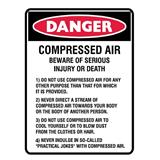 Danger Compresssed Air Adhesive 250x180