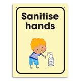 Sanitise Hands Kids Sign Poly 225x300mm