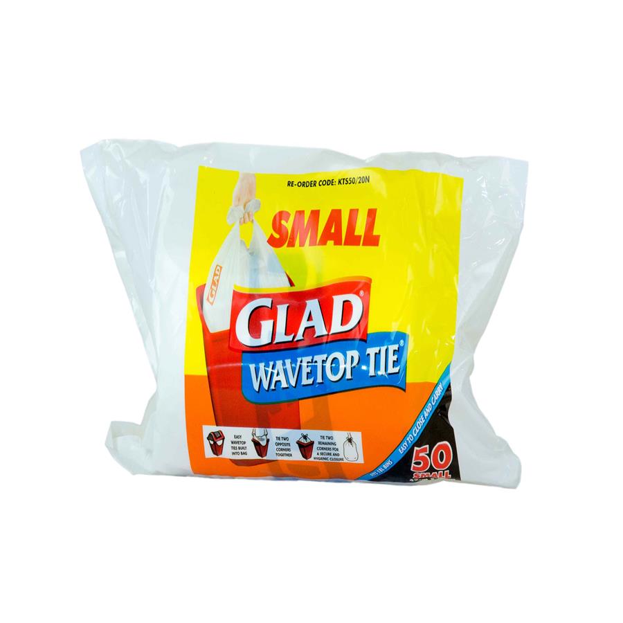 Glad Wavetop Tie Bin Liner Small 18L R50 BAGS2500 COS Complete