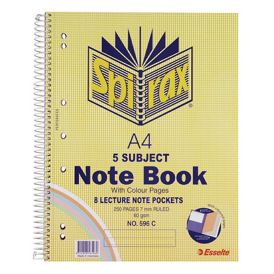 COS Spirax 5Subject Notebook 596C A4 250 Pg
