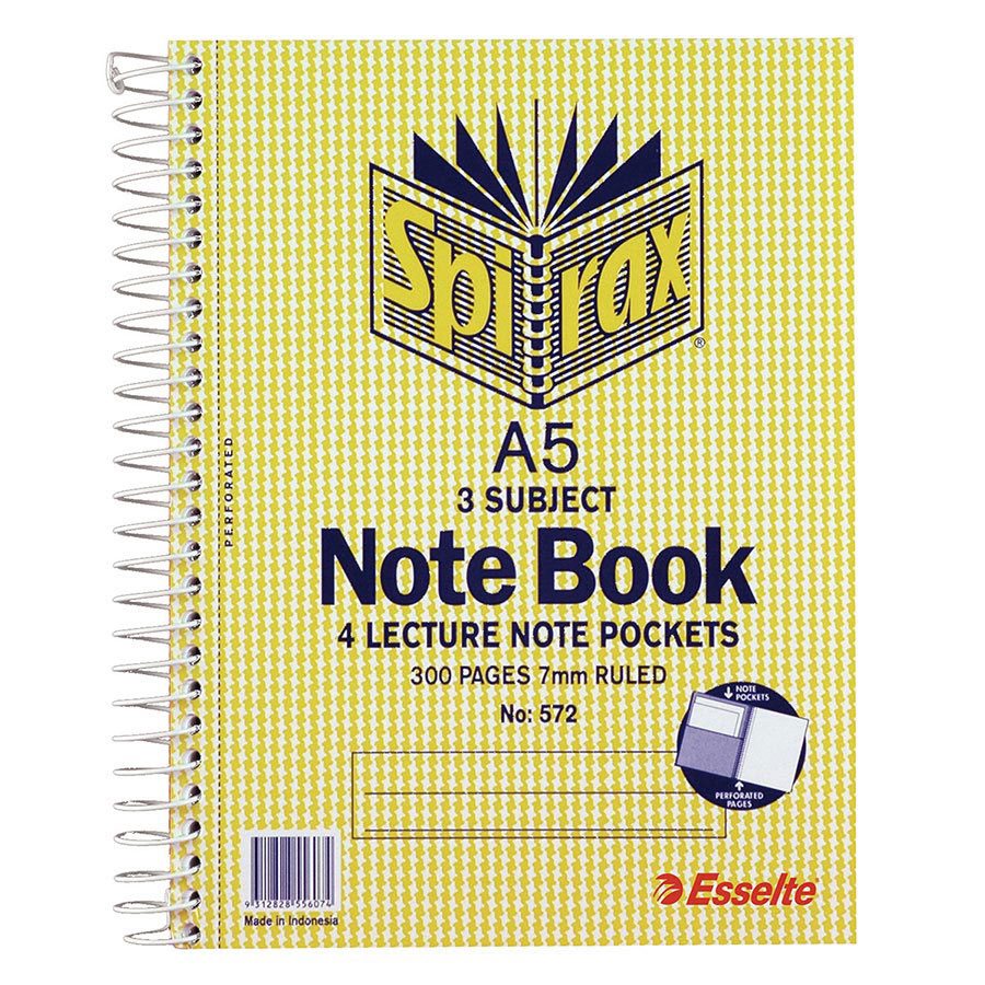 Spirax 3Subject Notebook 572 A5 300 Pg BOOK9158 COS Complete