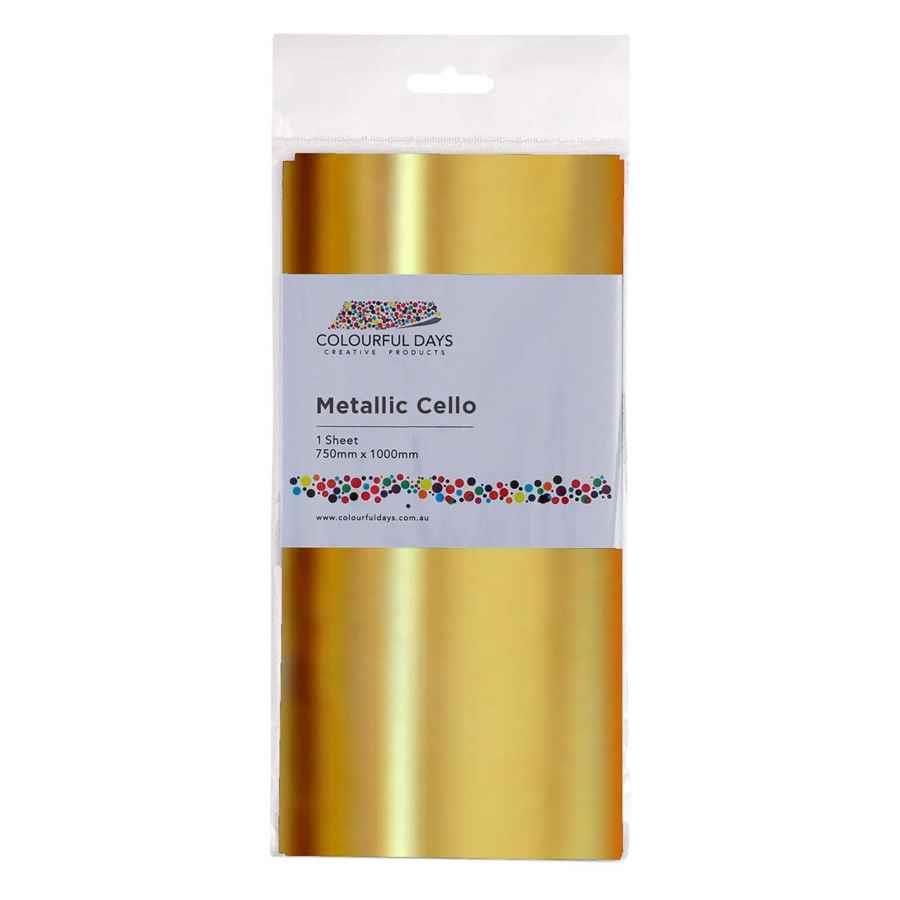 COS CELLO WRAP 750MMX1M METALLIC GOLD EA