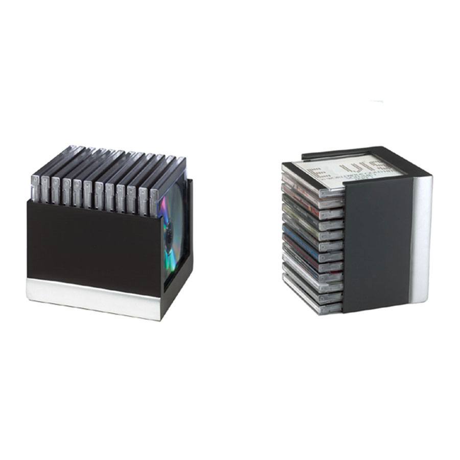 COS CD STORAGE RACK 12 CAP BLACK MATTE SILVER TRIM