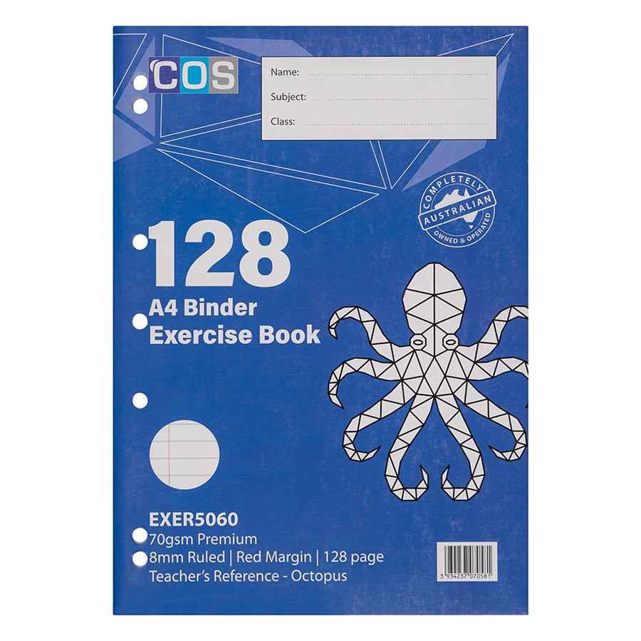 Writer Binder Book A4 8mm 70gsm 128Pg EXER5060 COS Complete