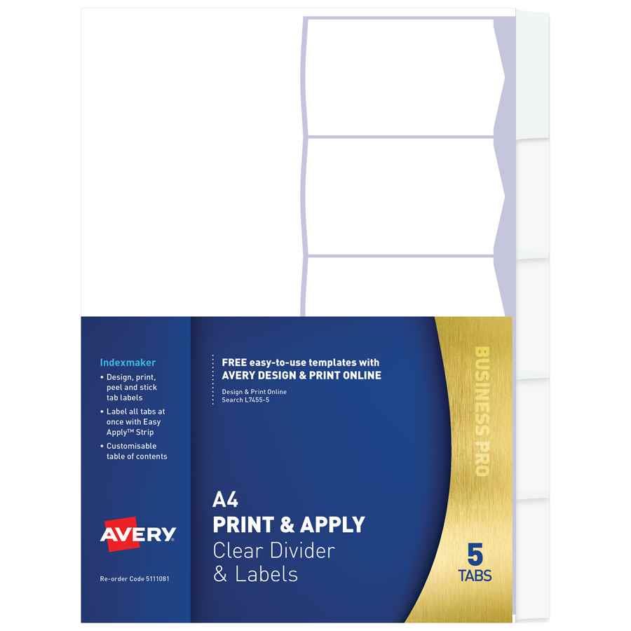 avery print apply dividers a4 5 tab indx3047 cos complete avery tabs