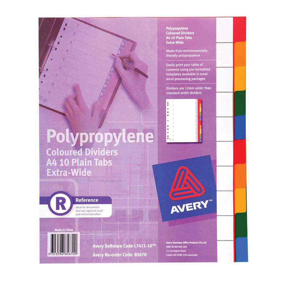 avery pp dividers a4 10 tab extra wide indx3185 cos complete avery tabs