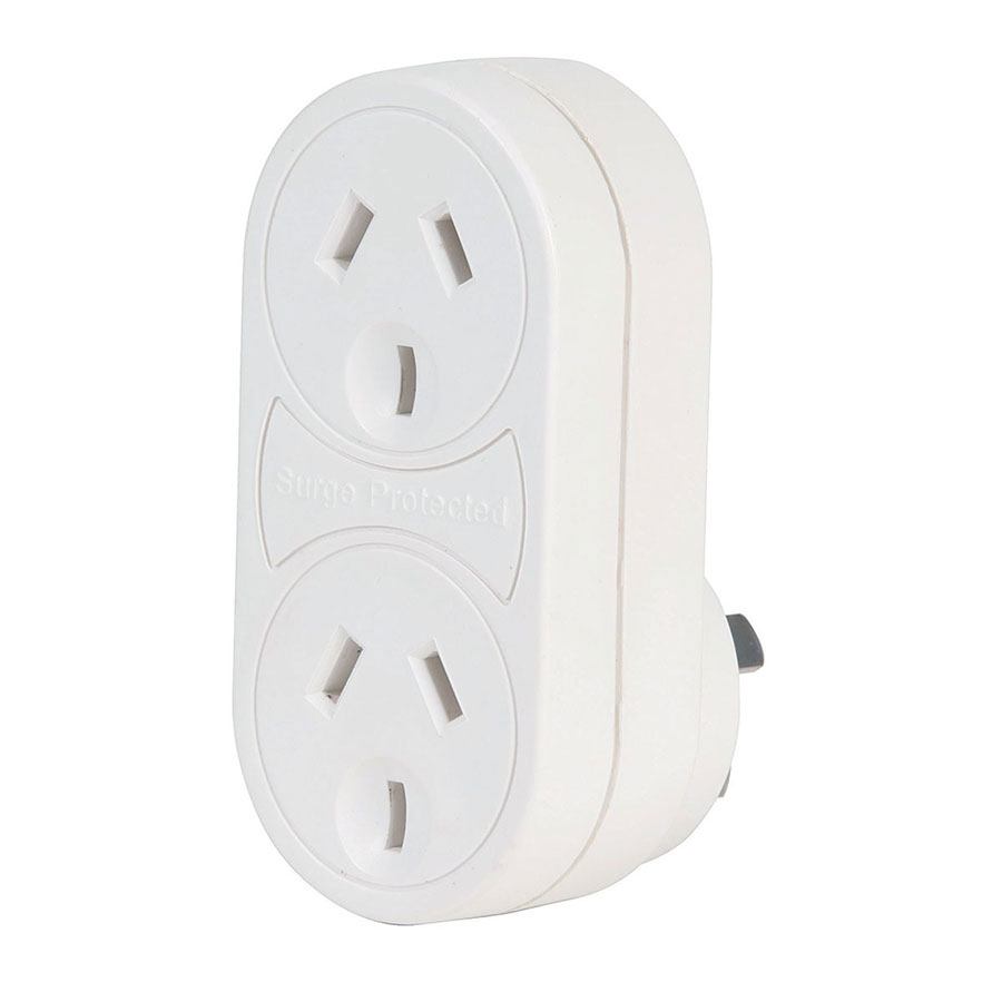 Double Adaptor Twin Surge Protection POWR1812 COS Complete Office Supplies