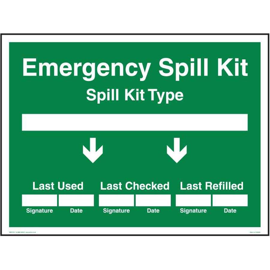 Emergency Spill Kit Sign Poly 600x450 SIGN2306 COS Complete
