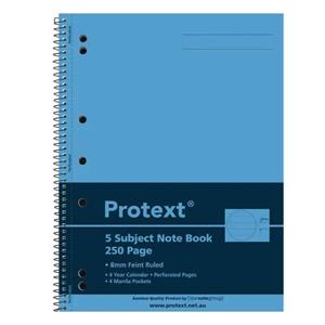 A4 5 Subject Notebook PP 8mm 60gsm 250pg