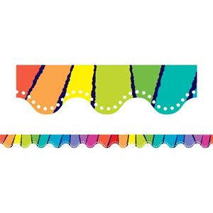 Scalloped Borders Rainbow Stripes
