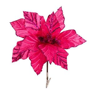 Velvet Poinsettia Flower Clips 