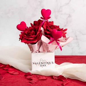 Valentines Love Heart Pick w Bow 