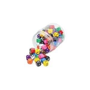 Dice Coloured 16mm 6 Face 1-6  Pkt 100