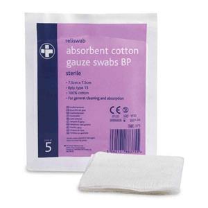 Reliswab Cotton Gauze Swabs 75 X 75mm