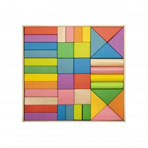 Wooden Rainbow Blocks with Tray 44pc