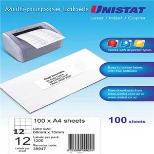 Unistat Multi-P Label 12UP 68x70mm 