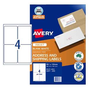 Avery Inkjet Shipping Label J8169 4UP