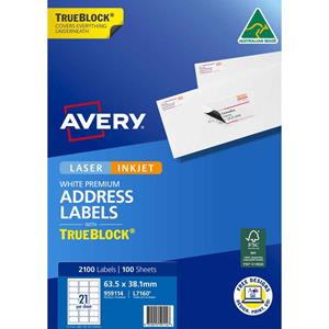 Avery Trueblock Laser Label L7160 21UP