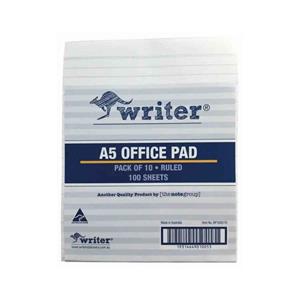 Ruled Bank Pad A5 8mm Ruling 100 Sheets