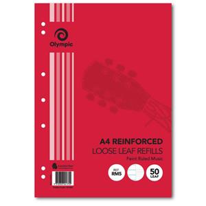 A4 Loose Leaf Refills Music Save Ruled