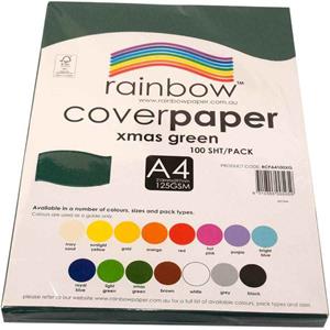 Rainbow A4 Cover Paper 125gsm Xmas Green