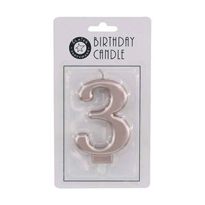 Birthday Cake Candle #3 9cm Metallic