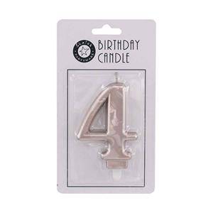 Birthday Cake Candle #4 9cm Metallic