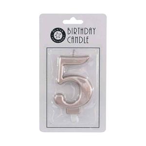 Birthday Cake Candle #5 9cm Metallic