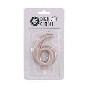Birthday Cake Candle #6 9cm Metallic