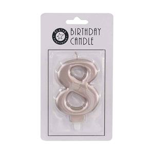 Birthday Cake Candle #8 9cm Metallic