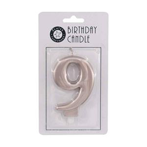 Birthday Cake Candle #9 9cm Metallic