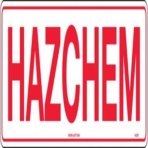 Hazchem Sign Metal 600mm x 150mm