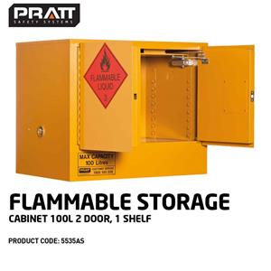 Pratt Flammable 100L 2Dr 1Shelf Cabinet