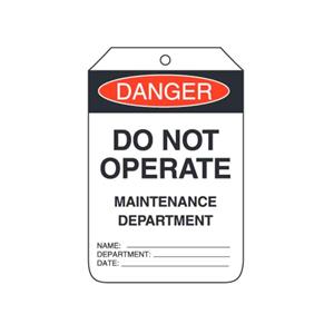 Danger Do Not Operate Maint Depart Tags
