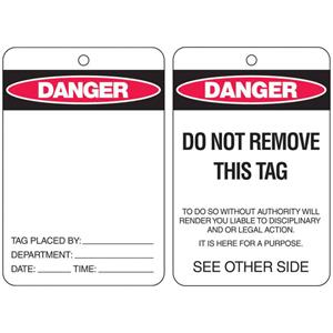 Danger Locked Out Lockout Tag